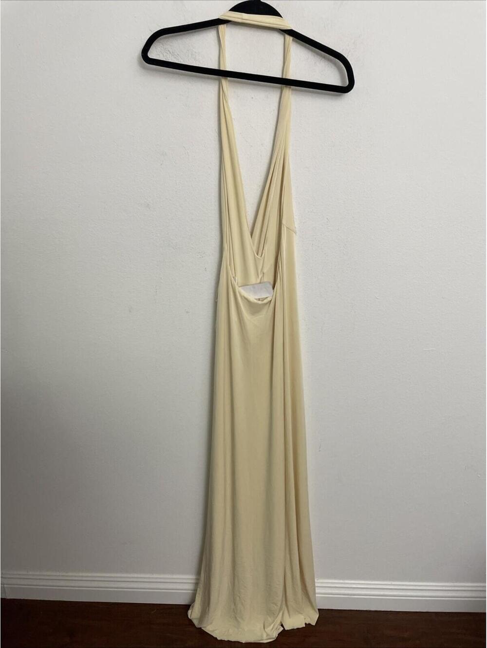 Natalie Rolt Winona Gown  lemon High side slit size S NWT $580msrp - Picture 4 of 8